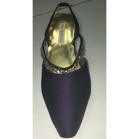 ann marino Heels Black Satin Pumps Size 9M Slight - Picture 4 of 12